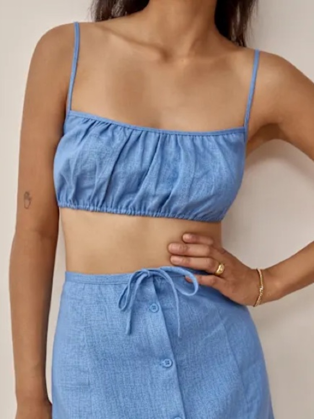 TOP ONLY Reformation Kamren Linen Crop Top